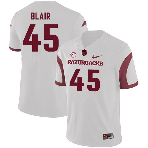 Men #45 Simeon Blair Arkansas Razorbacks College Football Jerseys Sale-White - Click Image to Close